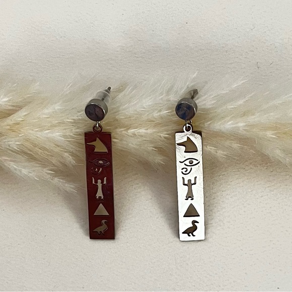 Ancient Egyptian Earrings- Protection Egyptian Earrings- Hieroglyphic  Earrings - Picture 6 of 7